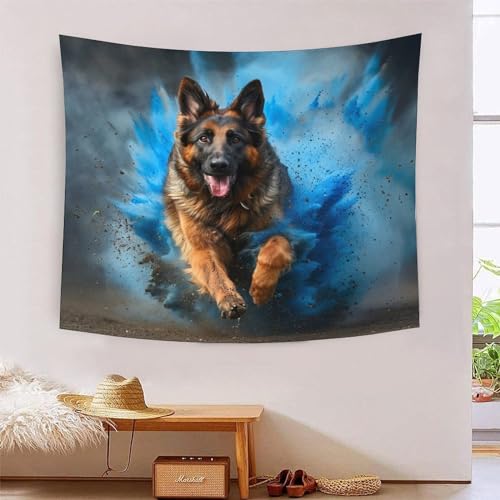 Tapisserie murale berger allemand 3D tissu déco salon 180x230cm