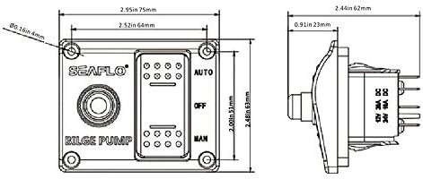 SEAFLO 3-Way Bilge Pump Panel Rocker Switch Automatic/Off/Manual with built in 15A Circuit Breaker 12v 24v 32v