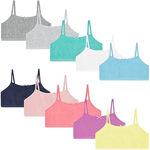 Buyless Fashion Girls Training Bra Cotton Cropped Cami Spaghetti Strap Brallete (10 Pack) - MT10-GA2-M Cover