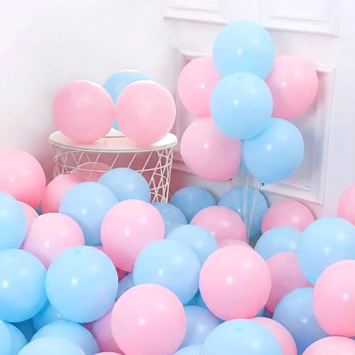Image of Party Propz Pastel pink blue balloons decoration - 25 Pcs Pastel pink blue balloon baby shower | Blue's Balloon | Pastel's Pink's Balloon's For Birthday Decoration | Ballon For Birthday (latex)