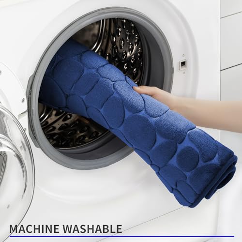 YIHOUSE Memory Foam Bath Mat Cobblestone Bathroom Rugs Super Water Absorbent Bath Mats for Bathroom Machine Washable Bath Rugs(20 x 24,Dark Blue) - image 7