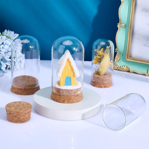PH PandaHall 4 Stück Glas Display Kuppel 2 Größen Klar Cloche Bell Jar mit Korkboden Kleine Glasflaschen Kuppel Dekoration Gläser Vitrine für Blumen Pflanzen Lagerung Haus Party Favor Dekor
