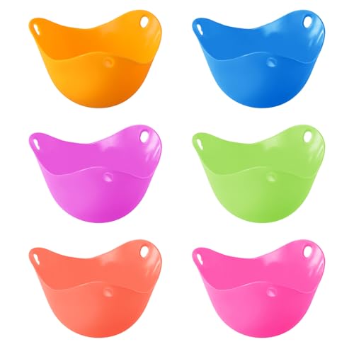Lot de 6 Pocheuse à œufs en Silicone, Coquetiers Pochés en Silicone Réutilisables, Cuiseur à œuf Micro-onde, Ensemble de Fabricant D'oeufs pochés, Coquetiers pour Pocher les œufs pour Vapeur