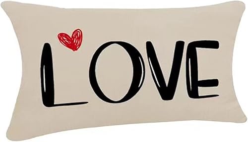 2CFUN Funda de almohada Love Throw para el día de San Valentín, decoración del día de la madre, primavera, casa de campo, para sofá, 12 x 20