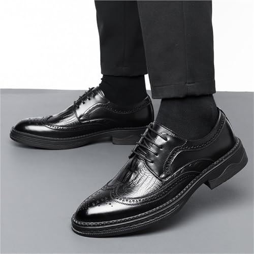Men's Genuine Leather Brogue Oxford Dress Shoes Summer Breathable Perforated Business Formal British Style Wedding Groom Shoes3