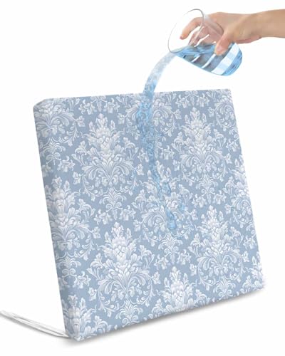 Hokiten Blue Boho Floral Outdoor Cushion Chair Cover Set of 4 - Waterproof Couch Seat Covers, Vintage Ethnic Tribe Abstract Patio Furniture Protector Cushions Slipcovers for Sofa/RV, 22