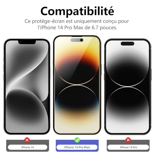 Image of NEW'C 3 Pack Privacy for iPhone 14 Pro Max Screen Protector (6.7 inch), Enhanced 28-Degree Privacy Angle, Ultra Durable 9H Hardness, Bubble-Free