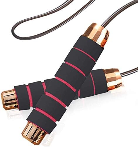 Cuerda de saltar sin enredos con rodamientos de bolas, cable de cuerda de salto de velocidad rápida y asas de espuma viscoelástica de 6 pulgadas,