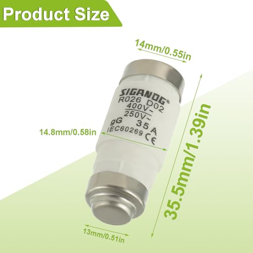 SIGANDG Neozed Sicherungen, D02 35A gL/gG 400VAC, D0-Typ Sicherungseinsatz (10 Stück)