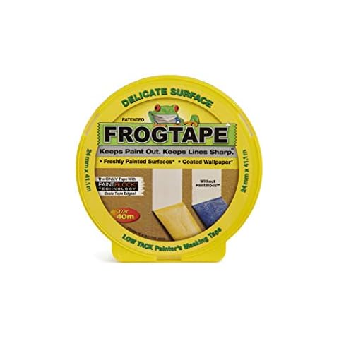 Frog Tape Yellow Delicate Surface Painters Masking Tape 24mm x 41.1m. Indoor painting and decorating for sharp lines and no paint bleed Cover