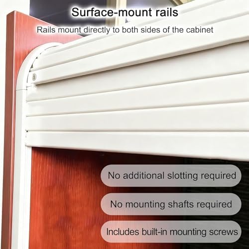 Black Roll Up Tambour Door Kit with Handle & Guide Rails - Retractable Plastic Cabinet Doors for Smooth Sliding, Space Saving Solution (46x86cm/18x34in)