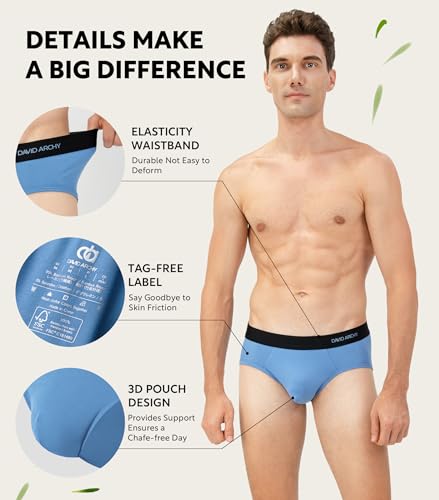 DAVID ARCHY Mens Underwear Briefs Bamboo Rayon Soft Breathable No Fly Support Pouch Underwear For Men 7 Packs3