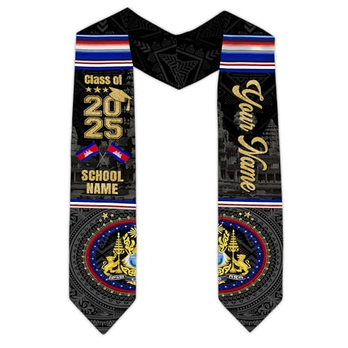 MonkeyVan Personalized Cambodian Graduation Sash, Custom Cambodian Graduation Stole, Cambodia Stoles Class Of 2025 Cd4
