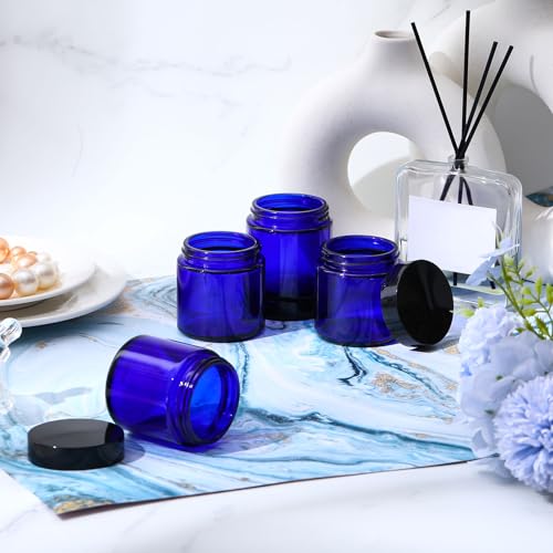 Image of Norme 12 Pcs 4 oz Glass Jars with Lids Cosmetic Jars, Black, Blue