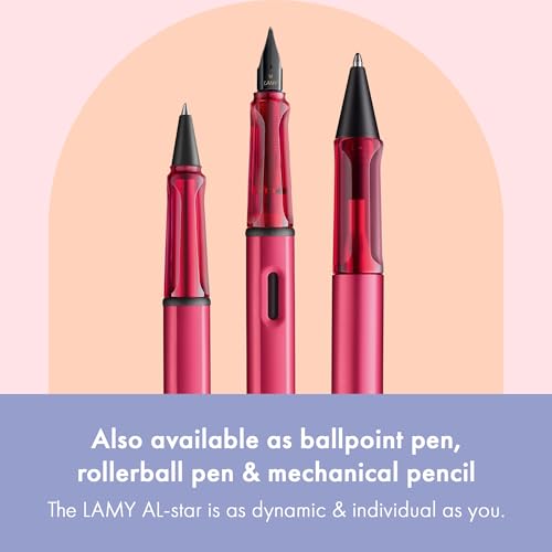 Image of LAMY AL-star fiery - Fountain Pen with ergonomic grip & polished steel nib in size EF - lightweight aluminum body - including LAMY T 10 blue cartridge - Right-Handed