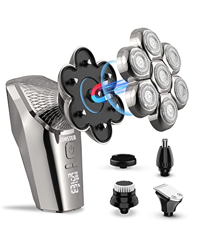Electric Razor For Men, Jimster 5-In-1 Head Shaver For Bald Men, Magnetic Cordless Electric Head Shavers With Beard Nose Hair Trimmer, Ipx7 Waterproof Wet/Dry Mens Grooming Kit, Type-C Charge #TOP12