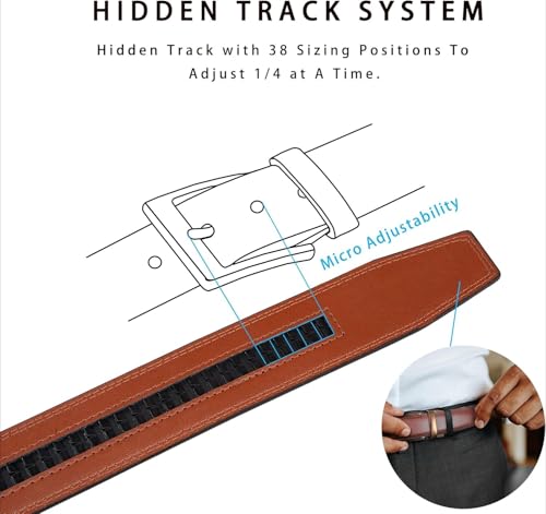 35 mm Genuine Leather Men’s Ratchet Belt 2-Pack Classic Dress Casual Gift Box Trim-to-Fit3