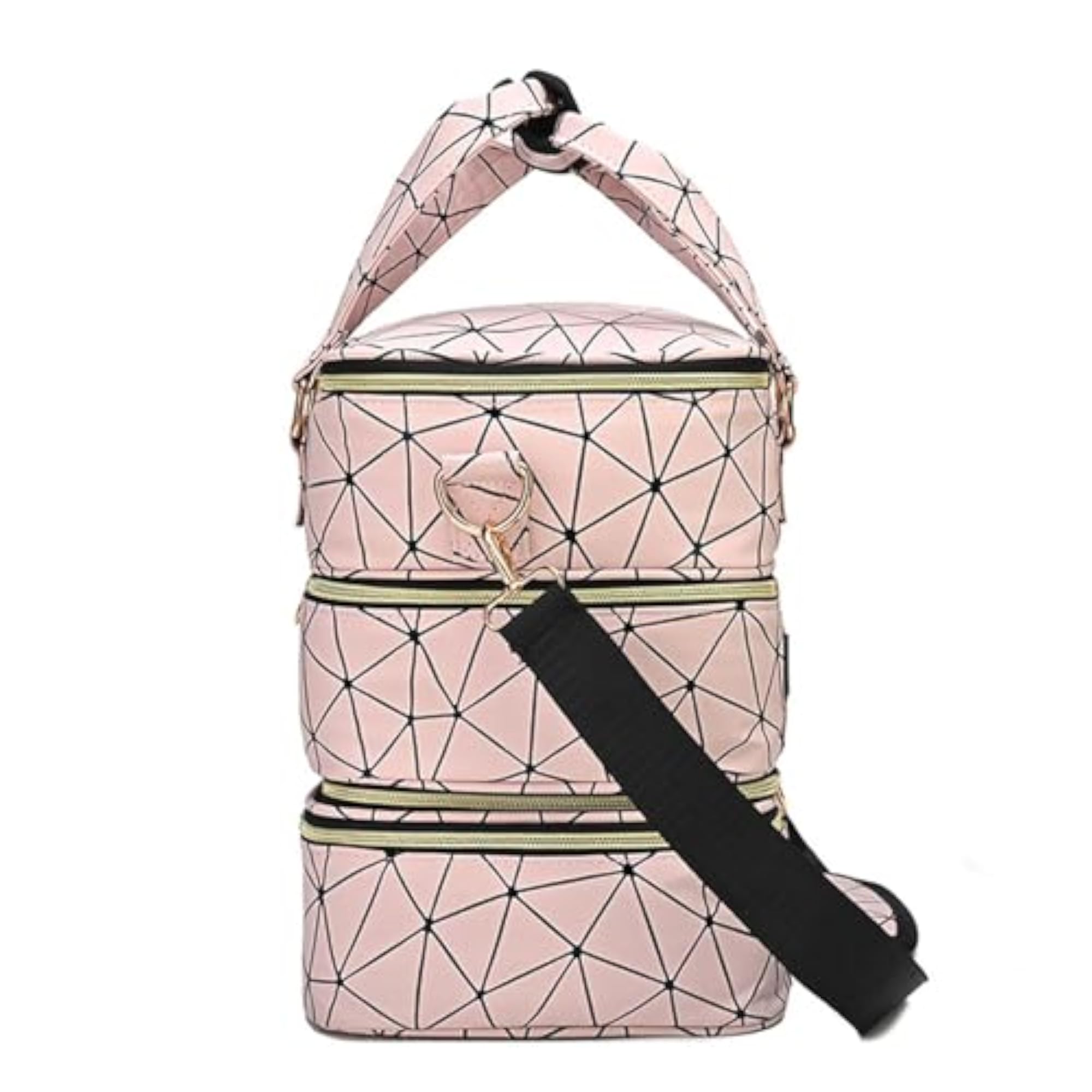Stylish Pink Nail Polish Organizer with Zipper Closure