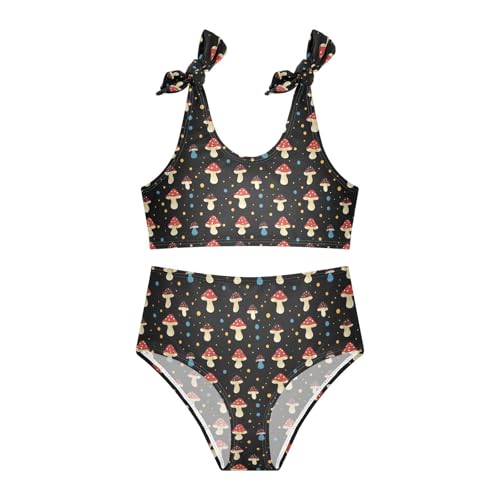 Image of Wusikd Pink Bows Girls Swimsuits Two Piece Hearts Ribbons Swimwear Bikini Set for for Girls Size 11-12T