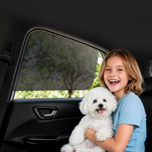 Image of Car Window Shade for Baby, Roll Windows Down, Static Cling Window Covers | 2PCS-Static Cling Car Shades for Side Windows|No Glue No Residue|Rear Car Window Sun Shade for Babis, Pets, Fit for Most Cars