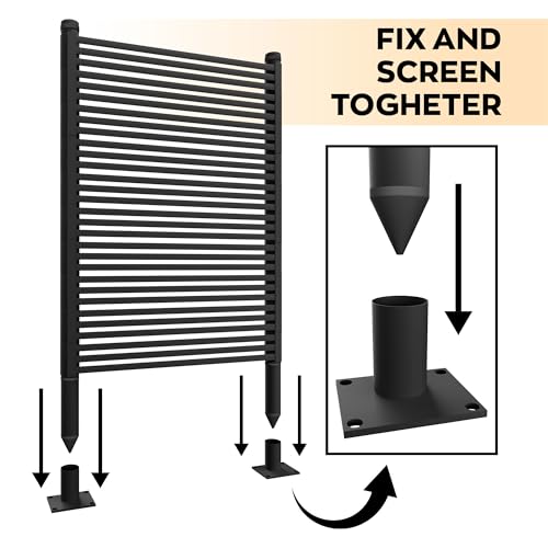 Frankystar Linea - Pannello Frangivista Separè Privacy Da Esterno 90,5X193 Cm In Metallo E Resina Nero - 4