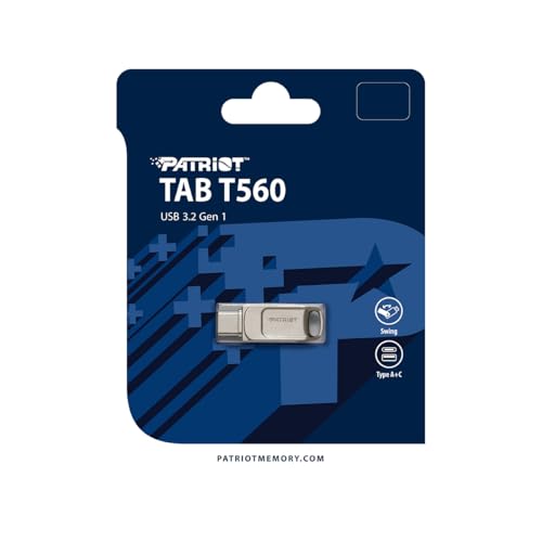 Patriot Memory Tab T560 64GB USB Flash Drive Dual USB 120MB/s (PS64GT560DS5D) Silver