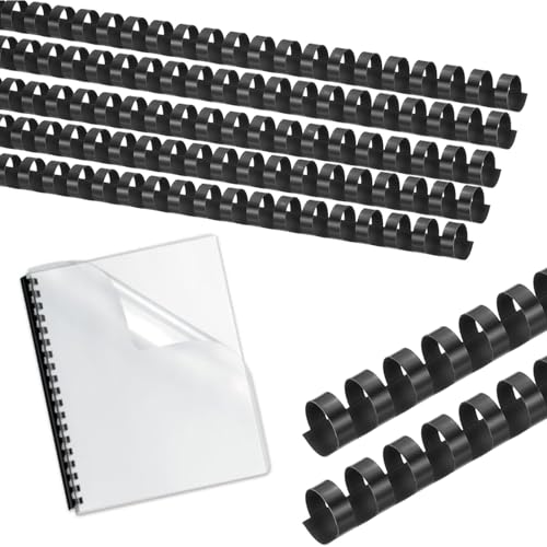 BEANPRECOY 50 Pcs Plastic Binding Combs 16mm 21 Rings Comb Binding Spines for Paper Sheets 120 Sheet Capacity Black Durable & Easy-to-Use Spine Binders for Office School