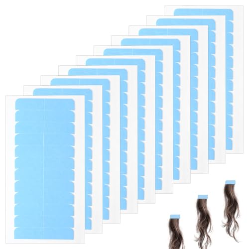 Grevosea 240 Pcs Hair Extension Tapes, Double Sided Adhesive Tape for Hair Extensions Human Hair Tape in Extensions Wig Beauty Tools for Replacement (Blue)