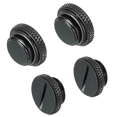 sourcing map Computer Water Cooling Plug Fitting G1/4" Black for PC Water Cooling Systems with O-Ring Pack of 4