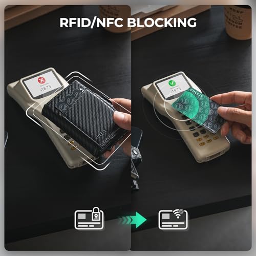 VULKIT Wallet for Men with Pop Up Card Holder 10-12 Cards, Trifold RFID Blocking Credit Card Wallet with ID Window, Cash Slot, Zip Coin Pocket, Minimalist Smart Compact Metal Aluminum Card Case3