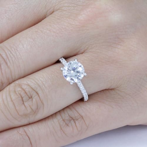 1.9CT Hidden Halo Round CZ Engagement Ring 925 Sterling Silver Size 2.5-15 M68842
