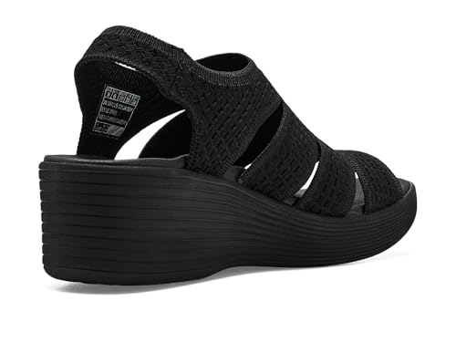 Skechers Skechers Women's PARALLEL LITE - DREAMMAKER, Highshine knit cut out wedge slingback, Black/Black, 5.5M