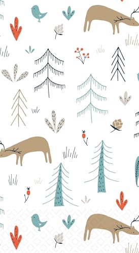 IHR Serviettes dîner jetables 3 plis, animaux de forêt, 16 unités