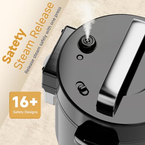 Image of CARORI 6 Qt Electric Pressure Cooker, 9-in-1 Multi-Cooker with 12 One-Touch Presets, IMD Touchscreen, Stainless Steel Inner Pot, 24H Delay Timer, 1000W Compact Pressure Cooker, Black