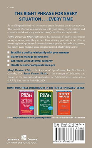 Perfect Phrases For Office Professionals: Hundreds Of Ready-To-Use Phrases For Getting Respect, Recognition, And Results In Today's Workplace (Perfect Phrases Series) #TOP1