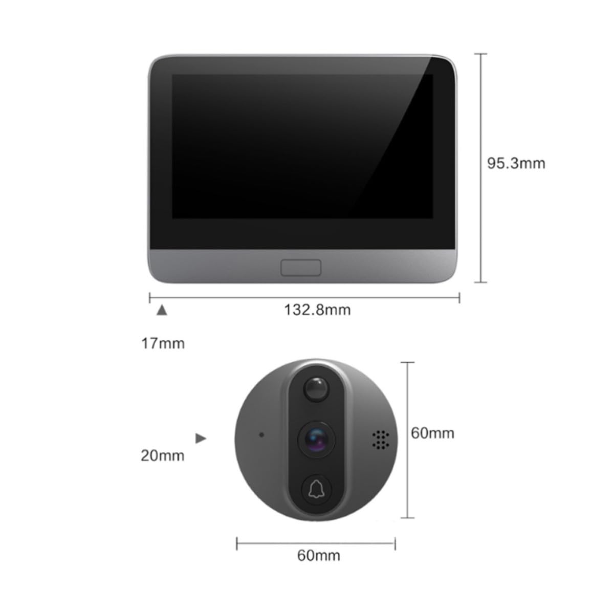 Œil de Chat avec Vidéo en Temps Réel Électronique Wifi 720p pour Porte | Appel Vidéo, Prise de Photo, Surveillance à Distance, 32g Intégré, Métal, pour Garçon et Filles et Personnes Âgées