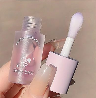 Lip Gloss - Gege Bear Crystal Jelly Lip Oil – Hydrating Lip Gloss and Balm for Soft, Glossy Lips | Available in Peach, Avocado, and Grape Shades | Nourishing, Non-Sticky Lip Oil for Lasting Moisture and Shine (4g - Pack of 1, 04 - Fresh Grapes)-image-46