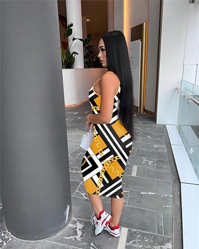 Image of Nimsruc Women Casual Sexy Tank Top Bodycon Dress Summer Pencil Sleeveless Basic Midi Club Dresses