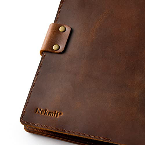 Nekmit Leather Planner 2023-2024, A5 Refillable 6 Ring Binder Planner Monthly Weekly, Crazy Horse Leather Cover With Storage Pockets #TOP3