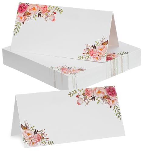50 Pcs Name Cards for Table Setting, 10x10cm Blank Place Cards for Weddings, Flower Pattern Name Place Card Perfect for Weddings, Winter Banquets, Dinner Parties, Thanksgiving, and Festivals