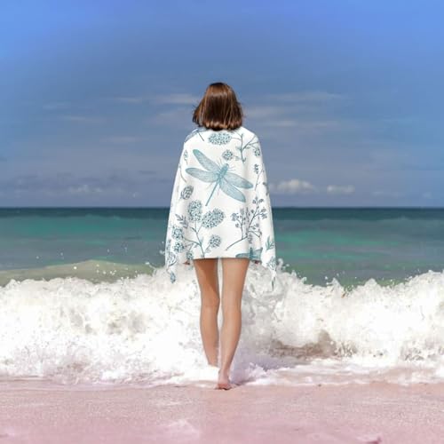 Serviette de bain microfibre séchage rapide drap de douche imprimé libellule