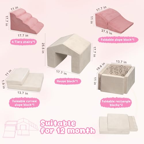 Image of Foam Climbing Blocks with Foldable Ball Pit for Toddlers| 6PCS Baby Climb and Crawl Activity Playset for 6-18 Months,2025 Upgraded OEKO-TEX Certified High-density Foam Play Gym (Balls not Included)