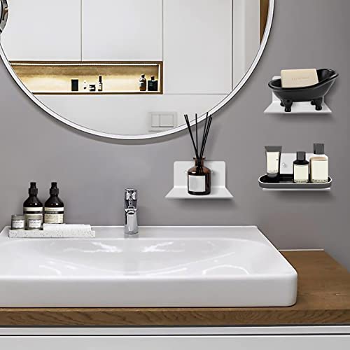 3 Pack Small Floating Shelves For Wall, 4'' Small Adhesive Wall Shelves,Acrylic Mini Wall Shelf For Bedroom, Bathroom, Living Room, Office (2 Types Of Installation) #TOP5