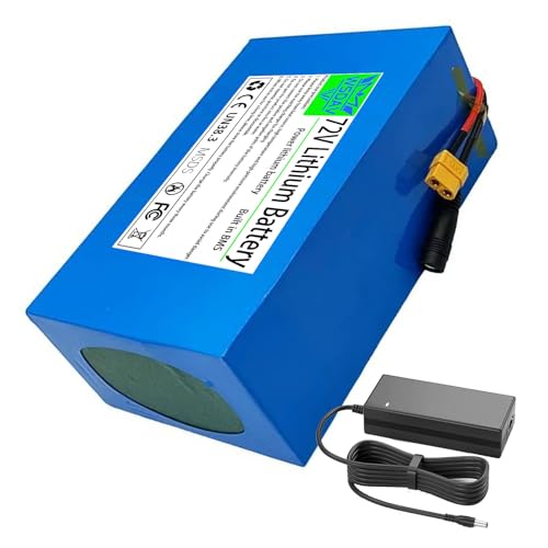 WSDAV リチウム電池パック 72V リチウムイオン電池 72V 20AH 30AH 40AH 50AH 60AH 0-4400W モーターキット用 充電器付き,72v50ah（Amazon）
