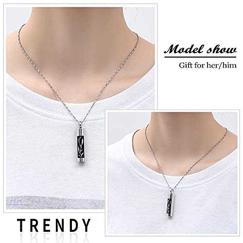 Yinplsmemory Cremation Jewelry Hollow Cylinder Urn Necklace For Ashes For Women Men Ashes Keepsake Memorial Jewelry For Dad Mom Son #TOP5