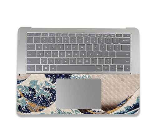 Image of MightySkins Carbon Fiber Skin Compatible with Microsoft Surface Laptop Studio 2 (2023) Full Wrap Kit - Great Wave of Kanagawa | Protective, Durable Textured Carbon Fiber Finish | Made in The USA