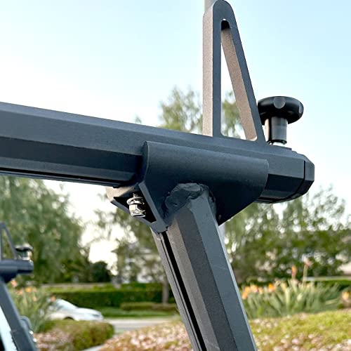 Image of MaxxHaul Universal Aluminum Truck Ladder Lumber Pipe Contractor Rack - 500 lb Capacity 17 inch Mid Height with Mounting Clamps No-Drill Installation for Pickup Trucks - Crossbar Sold Separately