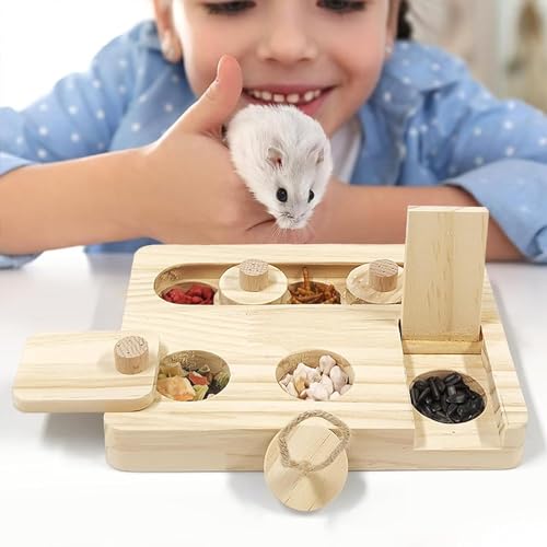 Meerschweinchen Spielzeug，6 In 1 Hamster Holzspielzeug，Zur Futtersuche, für Hamster Meerschweinchen Chinchillas Rennmäuse Zwerghamster.