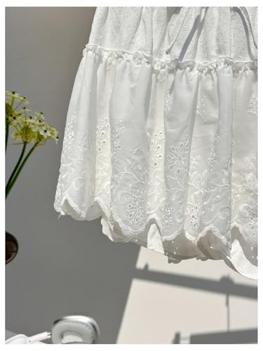 MakeMeChic Women's Eyelet Embroidery Skirt Elastic Waist Ruffle Scallop Summer Mini Skirts4