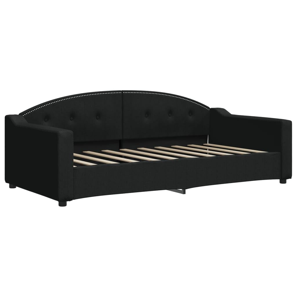 vidaXL Letto da Giorno Nero 90x190 cm in Tessuto, Divano Letto, Divano Letto Singolo, Divano Letto in Tessuto, Letto per Ospiti, Divano Letto Moderno